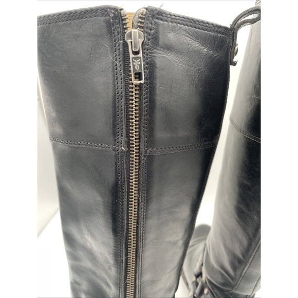 Frye Phillip Harness Black‎ Leather Moto Boots 76827 Women's Size 5.5 B - Picture 7 of 11